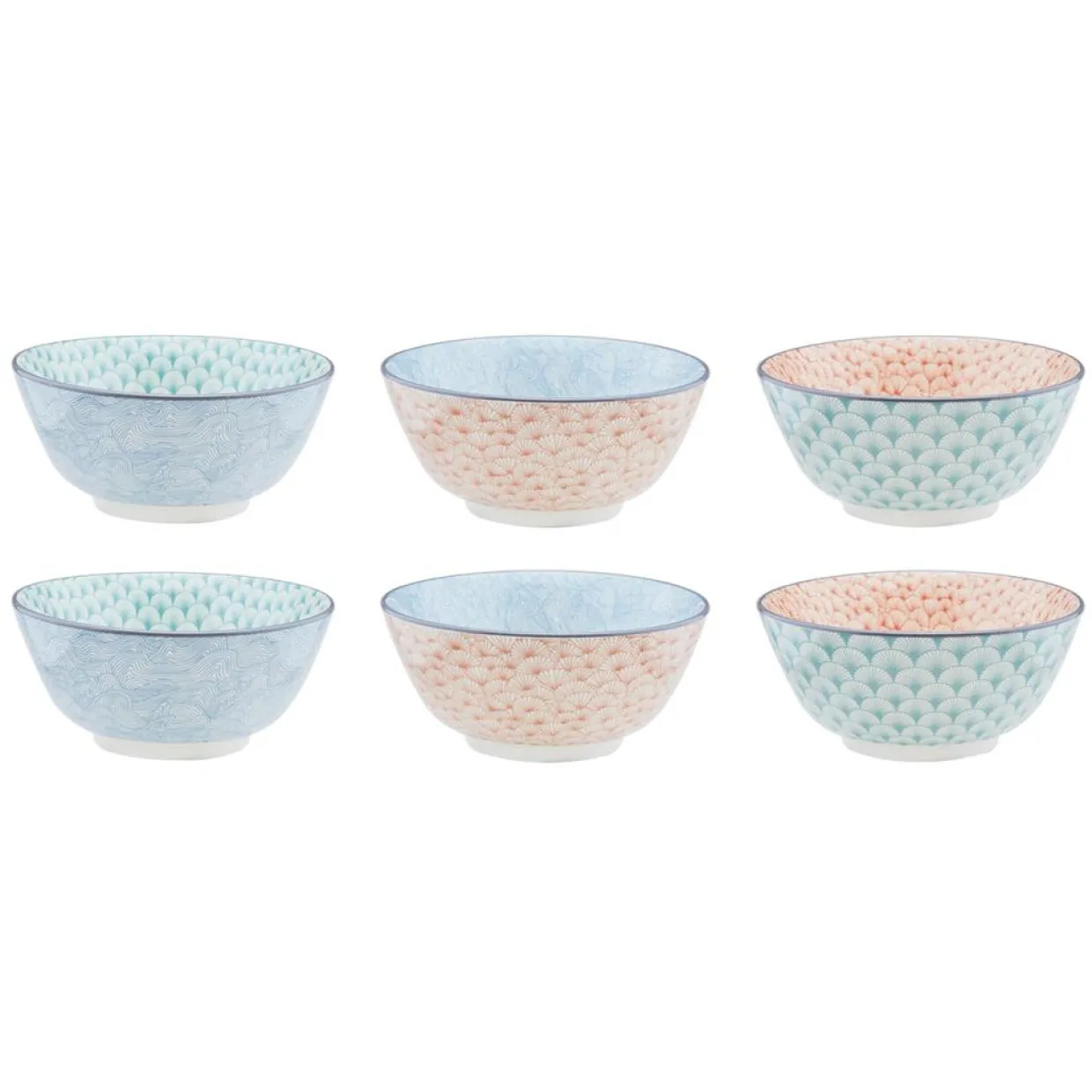 6 Bols petit-déjeuner Pastel rose pastel/bleu pastel/vert pastel - D.15 cm-Bjorn Discount