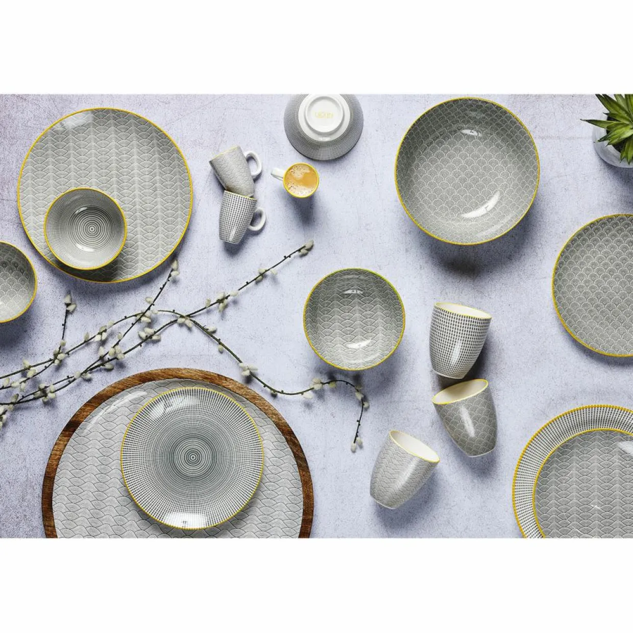 6 Bols petit-déjeuner Pattern Eclipse gris anthracite - D.15 cm-Bjorn New