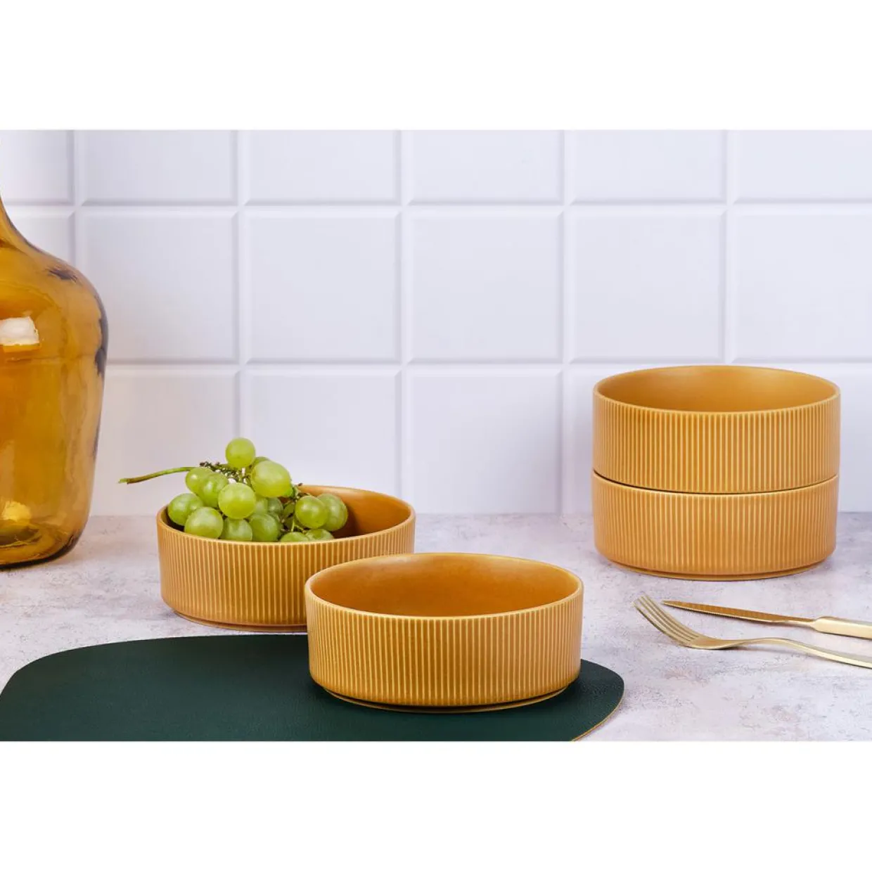 4 Bols Scandi jaune ocre - 100 cl-Bjorn Outlet