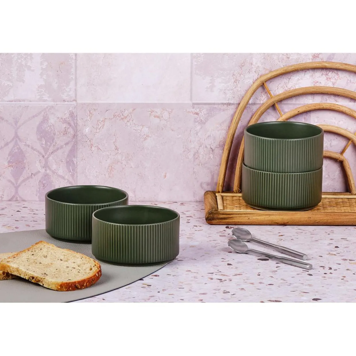 4 Bols Scandi vert olive - 40 cl-Bjorn Discount