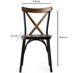 4 chaises ahsa marron/noir - 42x84x41 cm-Wooden Art Outlet