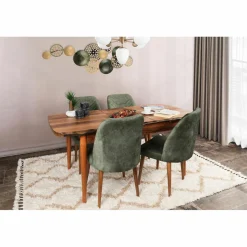 Wooden Art Chaises^2 Chaises Dallas noyer/vert foncé - 90x50x49 cm