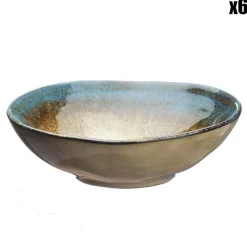 6 Coupelles en Grès Island kaki/bleu - 15 cl-Bjorn Online