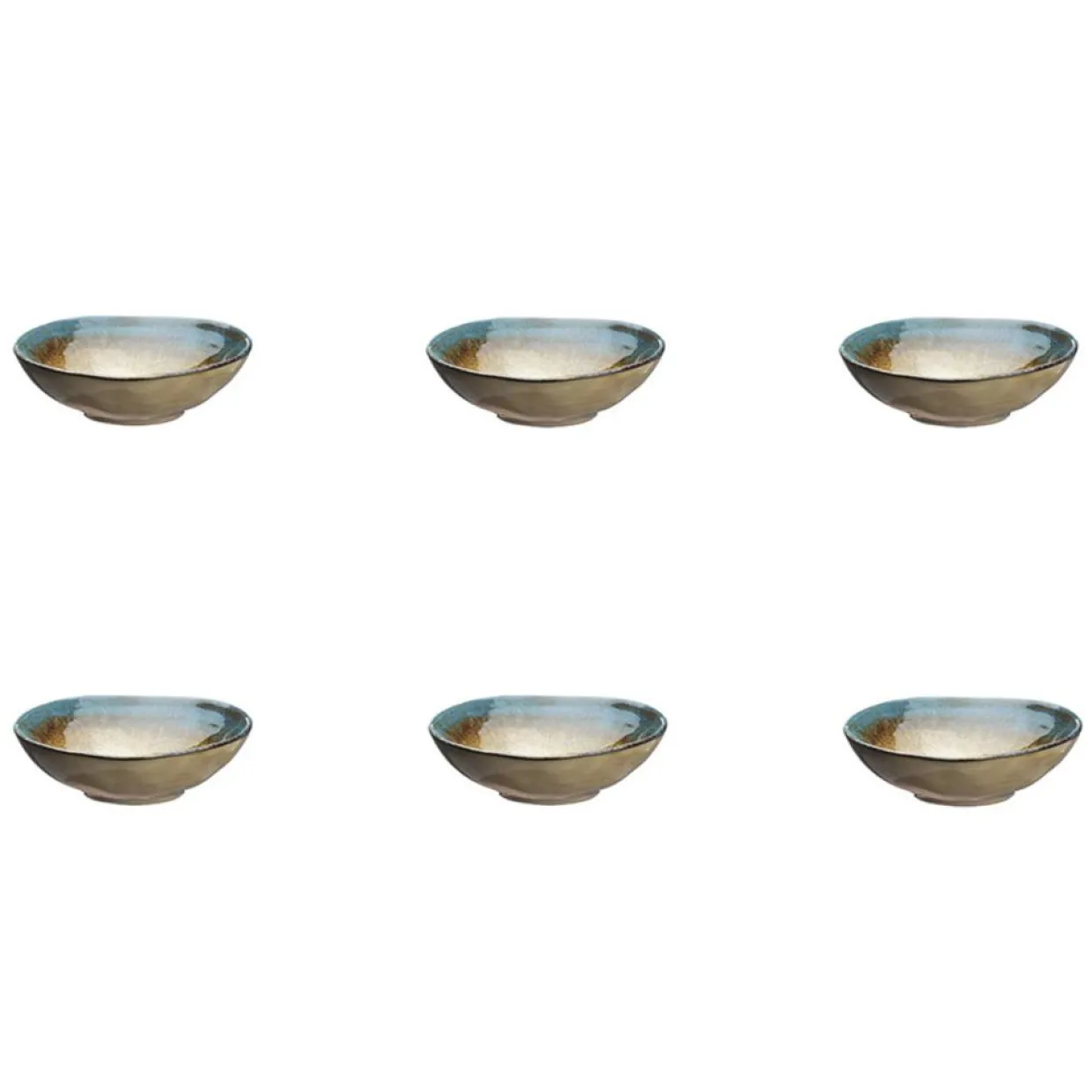 6 Coupelles en Grès Island kaki/bleu - 15 cl-Bjorn Online