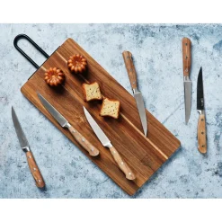 6 Couteaux à steak Jakob inox bois - 22x2x1 cm-Bjorn Online