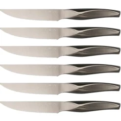 6 Couteaux à steak Larus gris métal - 6 pièces-Bjorn