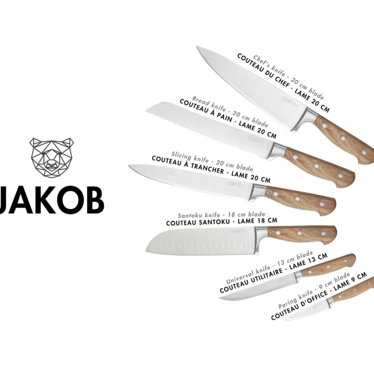 6 Couteaux de cuisine Jakob inox bois-Bjorn Online