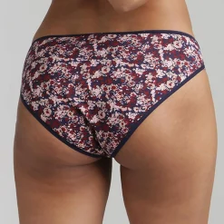 Femme Playtex Lingerie, Nuit^2 Culottes échancrées Essential Cotton imprimé floral marine/prune