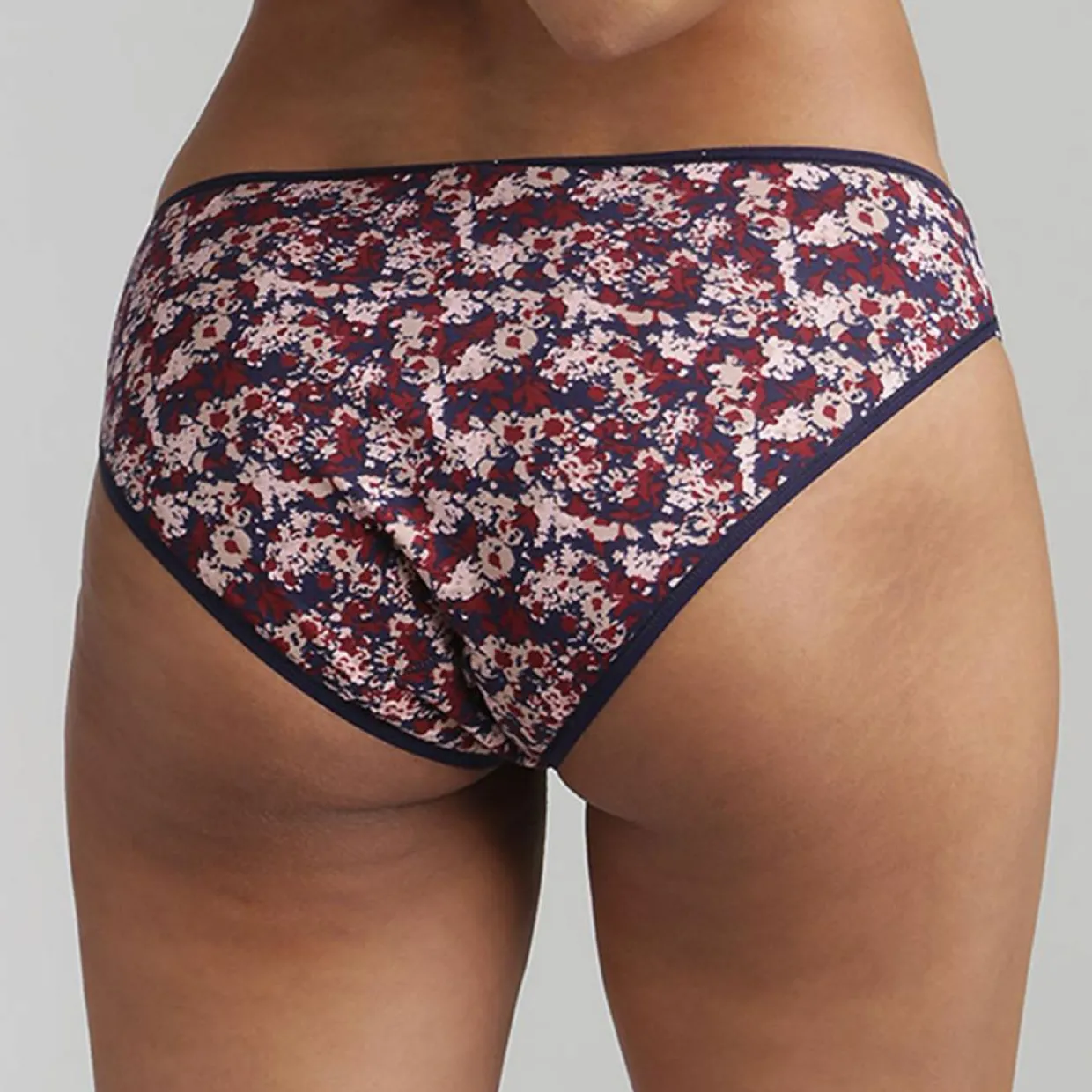 Femme Playtex Lingerie, Nuit^2 Culottes échancrées Essential Cotton imprimé floral marine/prune