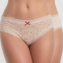 2 Culottes Cotton Fancy beige/rouge/rose-Playtex Outlet