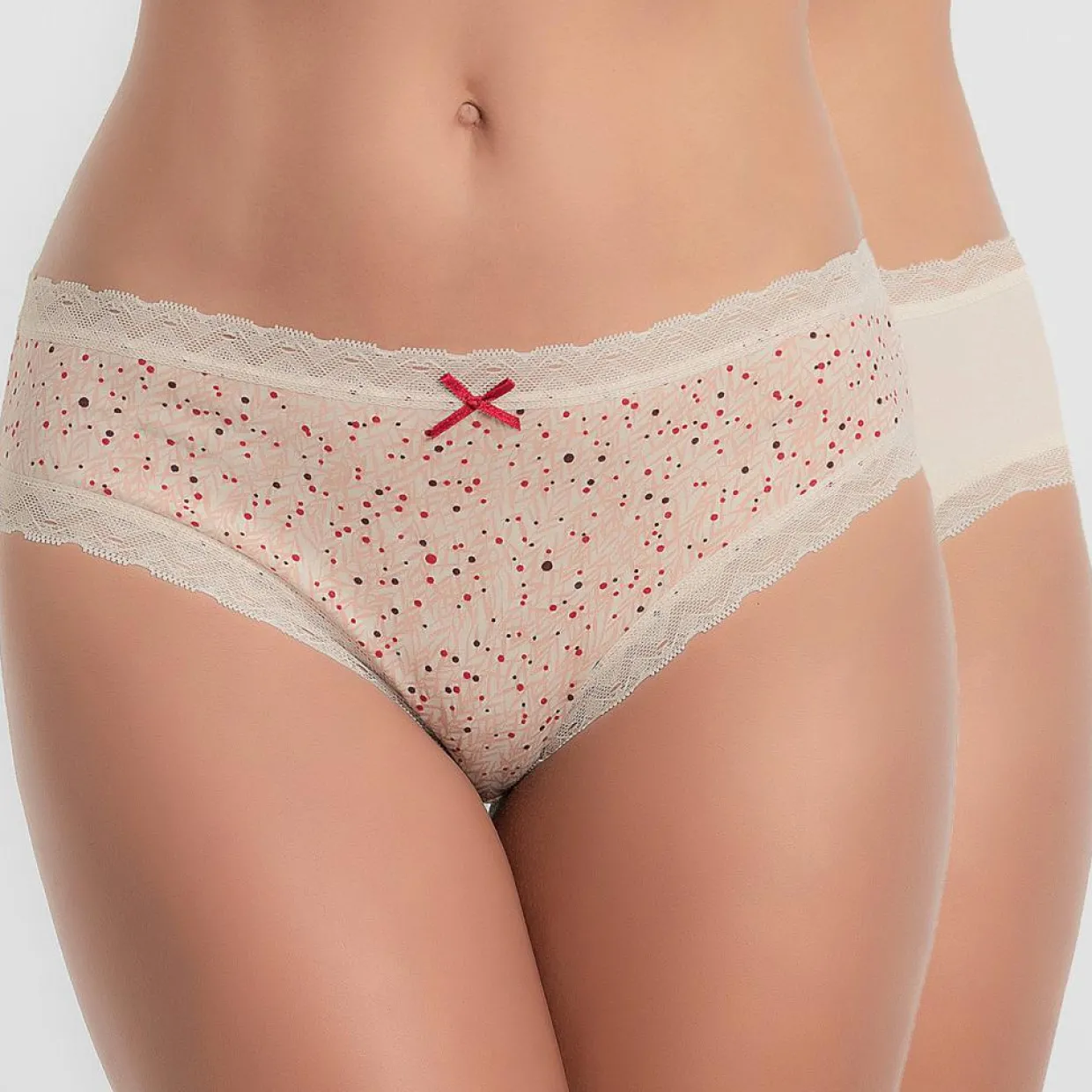 2 Culottes Cotton Fancy beige/rouge/rose-Playtex Outlet