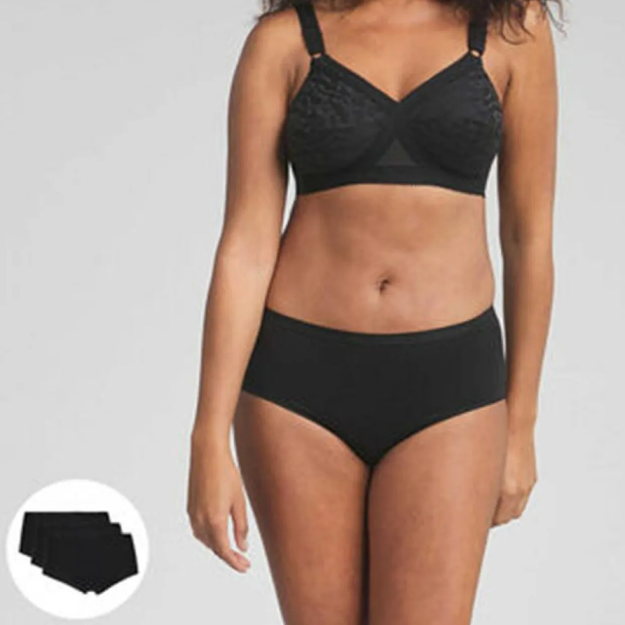 Femme Playtex Lingerie, Nuit^2 Culottes en Coton Bio noires