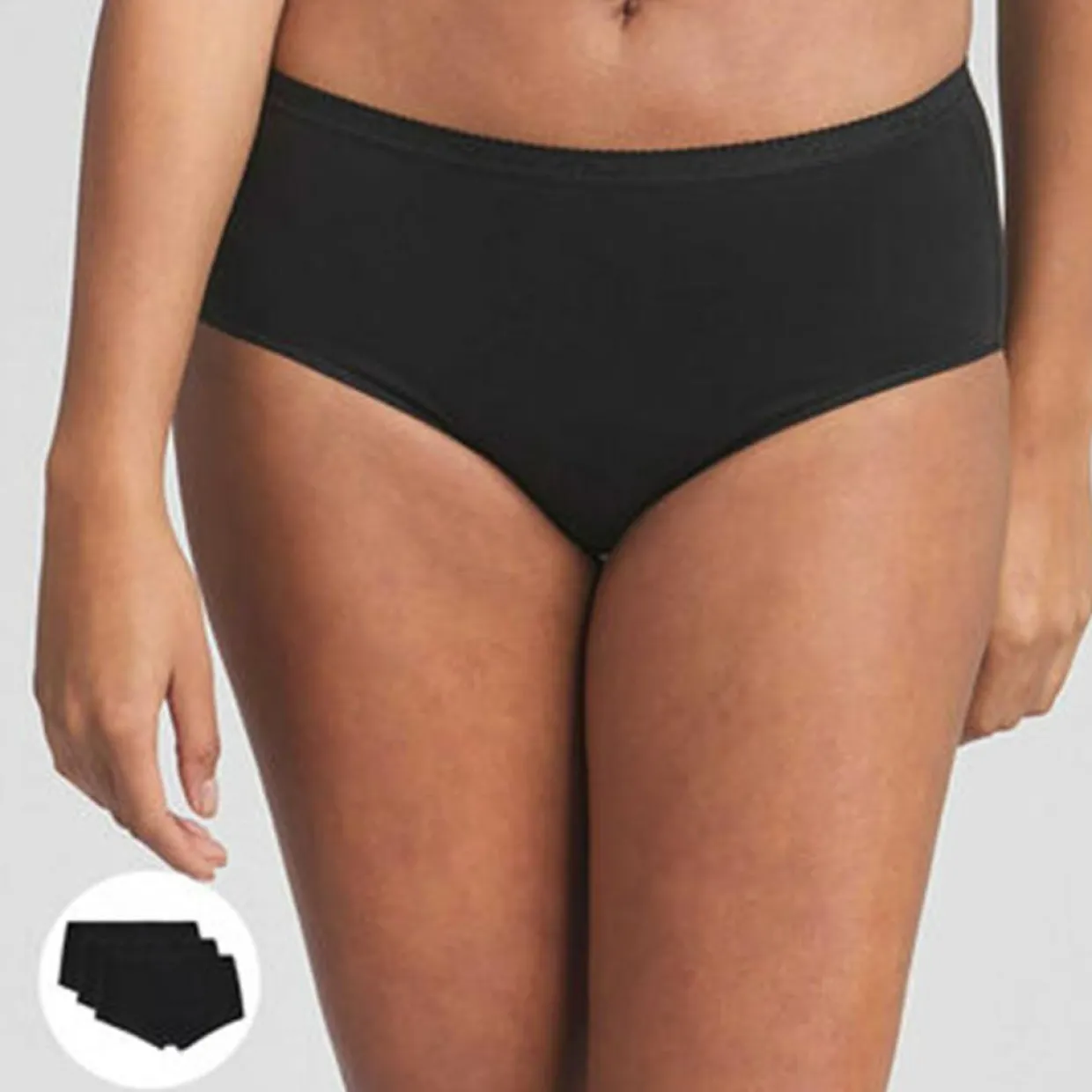 Femme Playtex Lingerie, Nuit^2 Culottes en Coton Bio noires