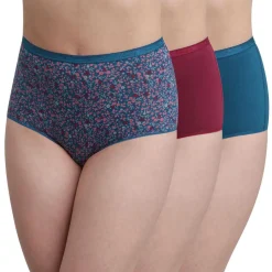 Femme Playtex Lingerie, Nuit^3 Culottes en Coton Bio rouge carmin/bleu/vert