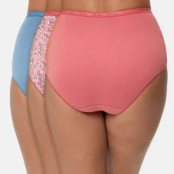 3 Culottes taille haute Coton Bio rose/bleu-Playtex New