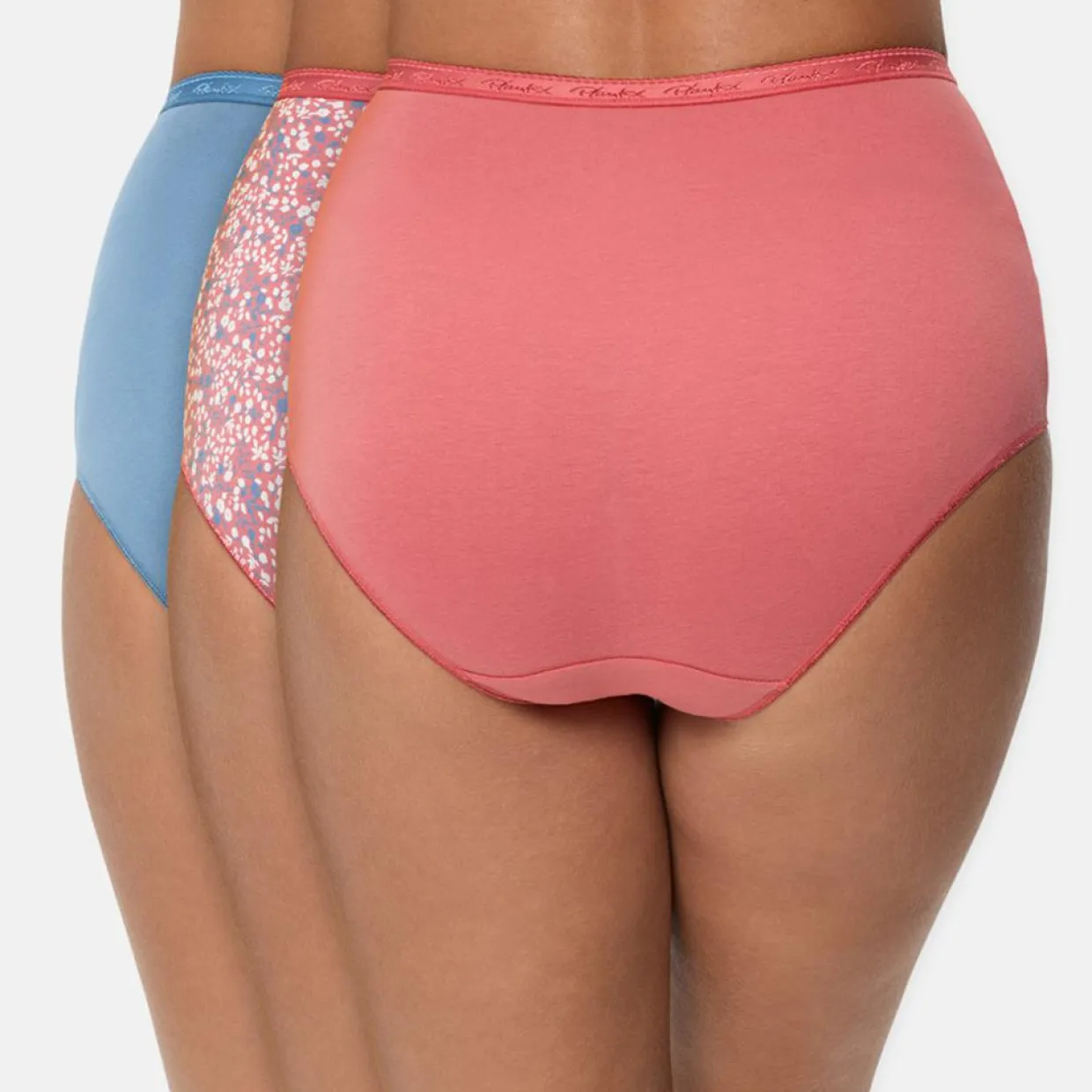 3 Culottes taille haute Coton Bio rose/bleu-Playtex New