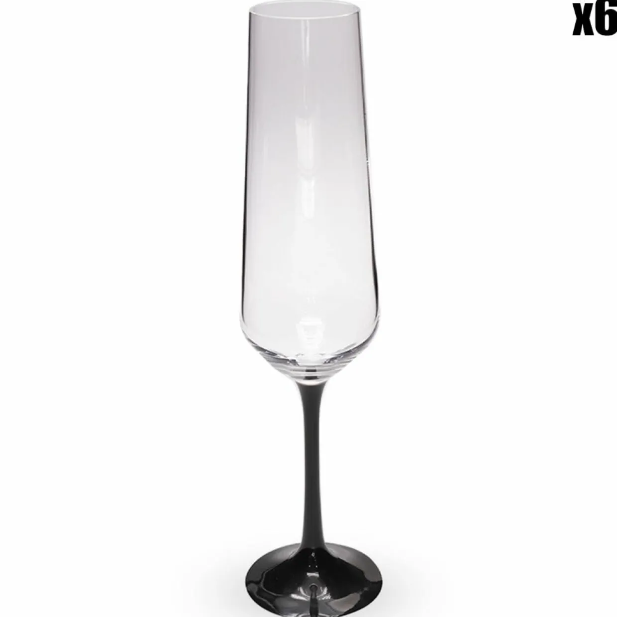 6 Flûtes à Champagne transparent/noir - 200ml-Fauchon New
