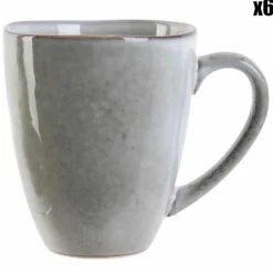 6 Mugs Au grès du temps gris - 30 cl-Home Deco Factory Discount
