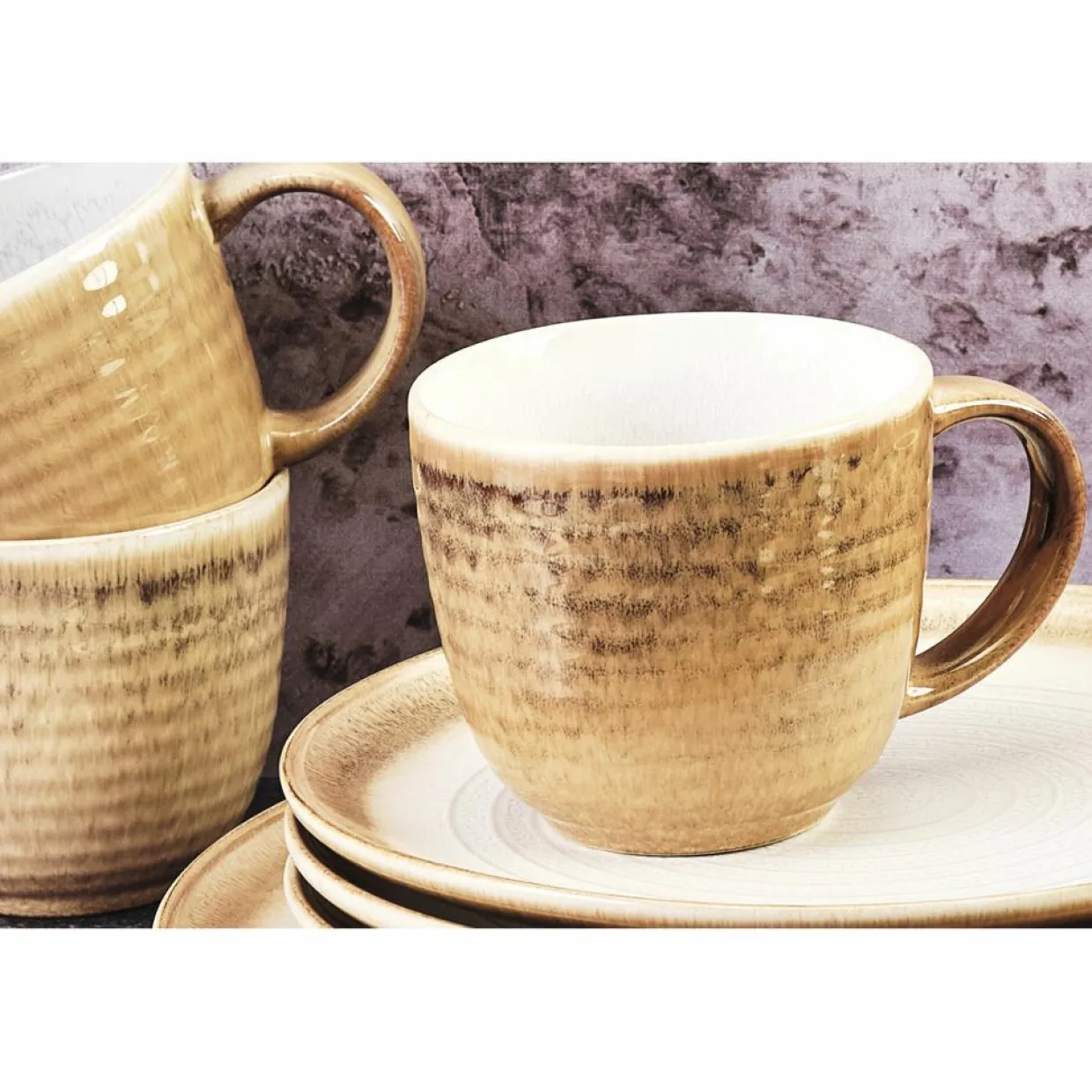 6 Mugs Cosmos beige/blanc nacré - 30 cl-Bjorn Clearance