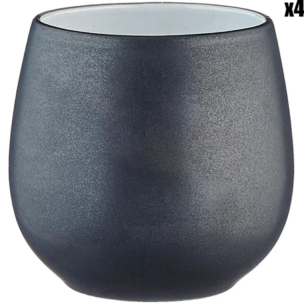 4 Mugs en Grès Gourmet blanc granité/noir onyx - 40 cL 8.5x8.5x9.5 cm-Bjorn Sale