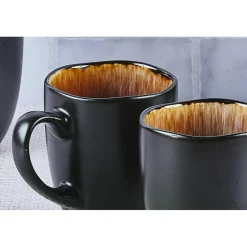 6 Mugs en Grès Iris beige/marron - 40 cl-Bjorn Hot