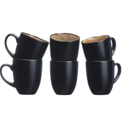 6 Mugs en Grès Iris beige/marron - 40 cl-Bjorn Hot