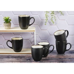 6 Mugs en Grès Iris blanc/ivoire - 40 cl-Bjorn Online