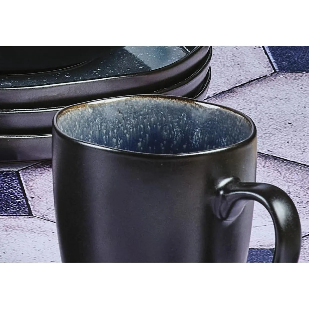 Bjorn Mugs, Tasses^6 Mugs en Grès Iris bleu foncé - 40 cl