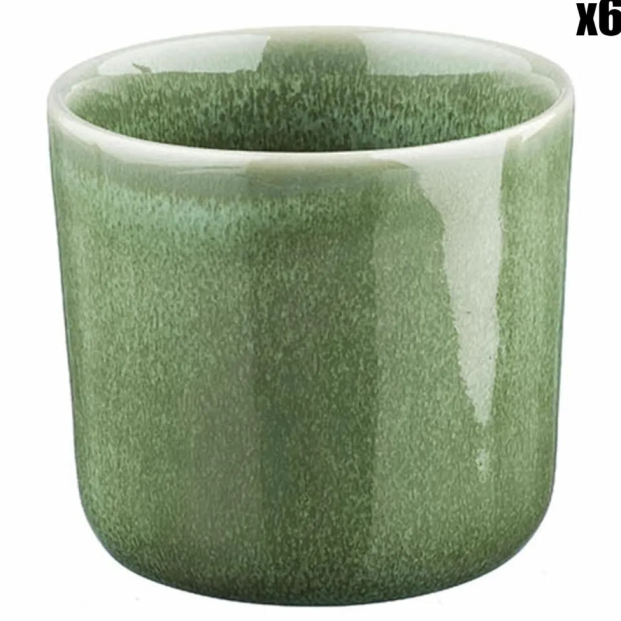6 Mugs en Grès Magma verts - 20 cl-Bjorn Discount