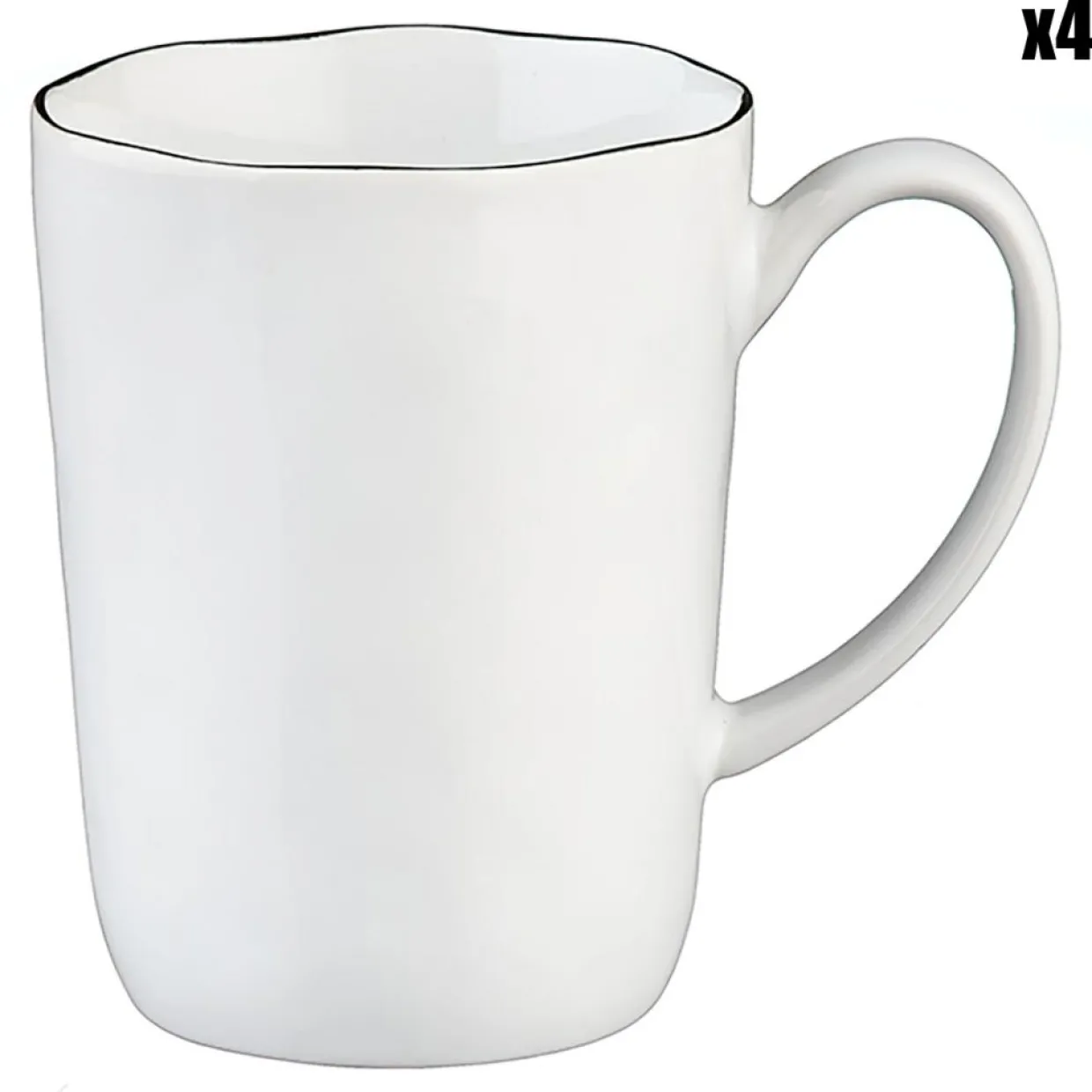 Bjorn Mugs, Tasses^4 Mugs en Grès Pure blanc neige - 40 cL