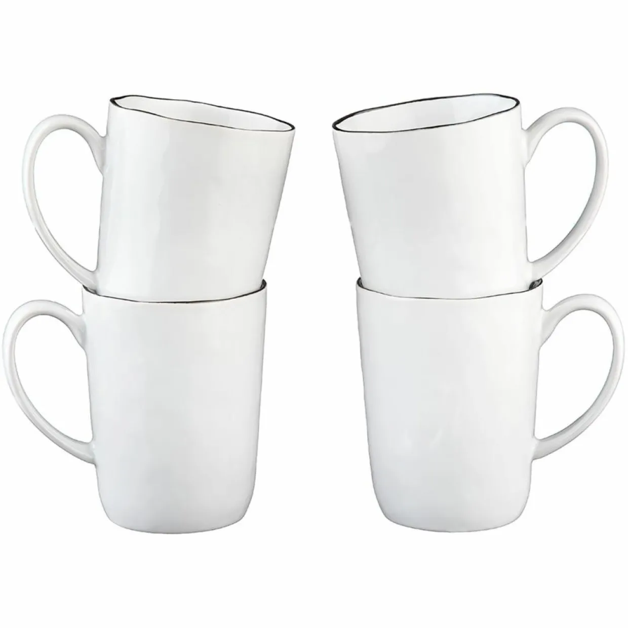 Bjorn Mugs, Tasses^4 Mugs en Grès Pure blanc neige - 40 cL