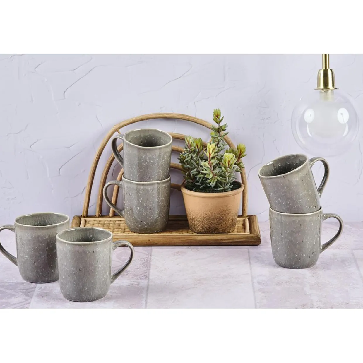 Bjorn Mugs, Tasses^6 Mugs en Grès Stellar gris/anthracite - 40 cl