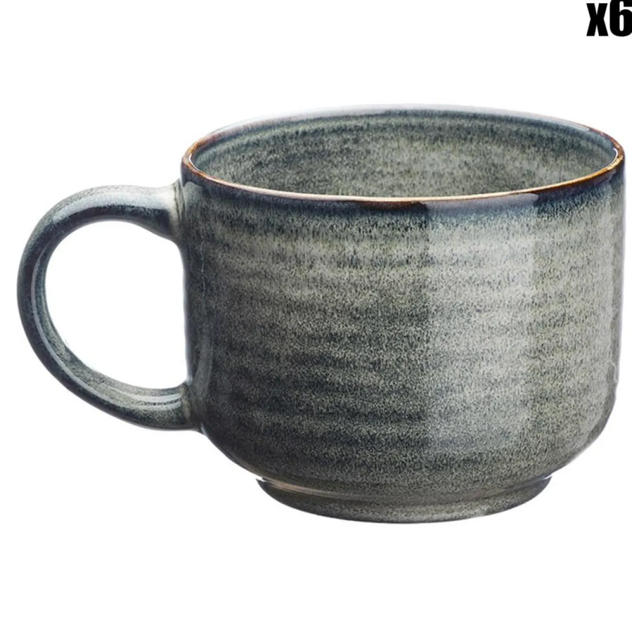 6 Mugs en Grès Zen gris/bleu - 40 cl-Bjorn Online