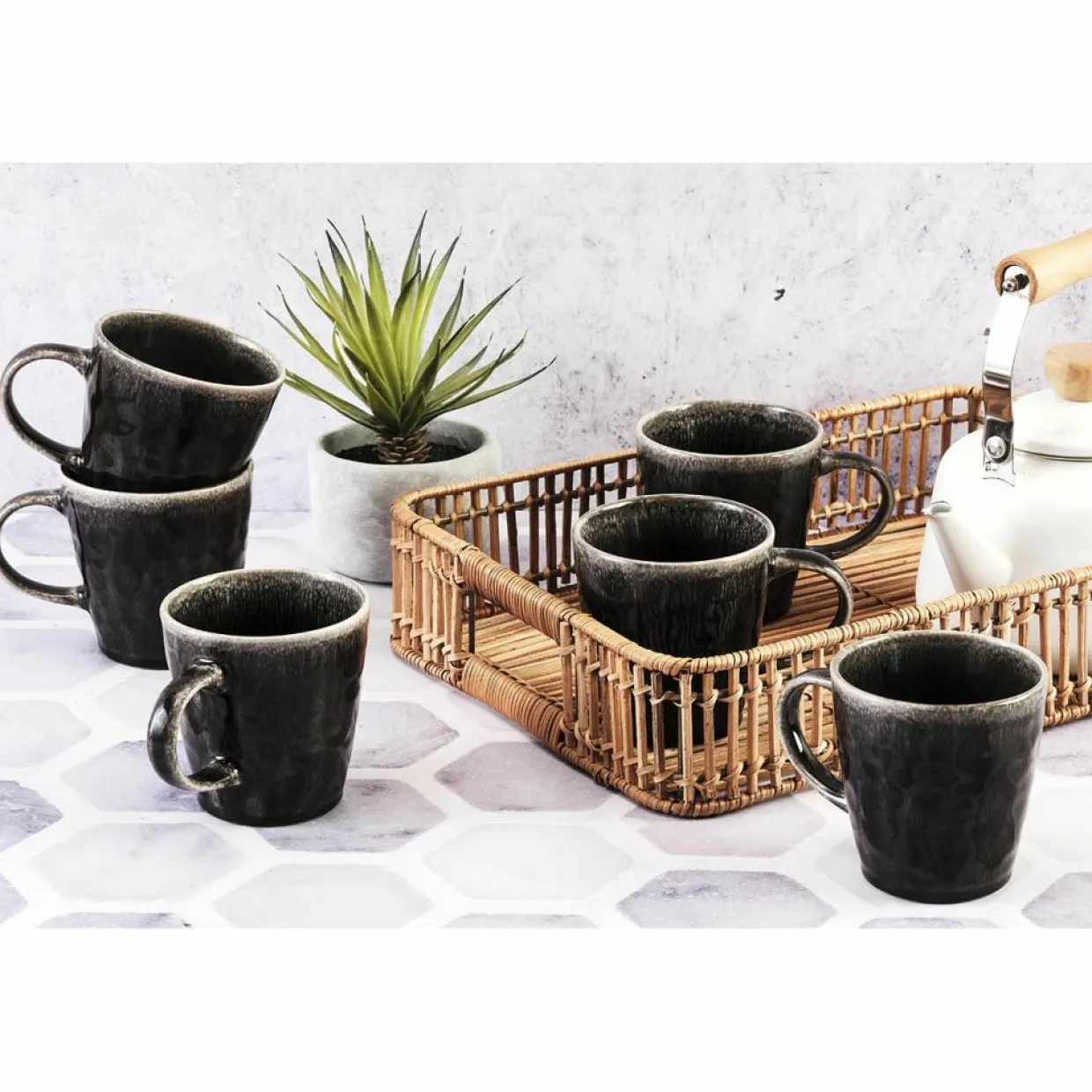 6 Mugs Moon noirs - 40 cl-Bjorn Sale