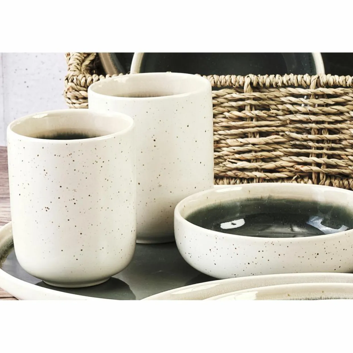 Bjorn Mugs, Tasses^6 Mugs Oxygen gris/vert bouteille/beige - 30 cl