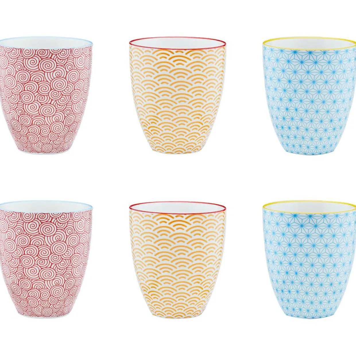 Bjorn Mugs, Tasses^6 Mugs Pattern Color bleu clair/rouge/jaune - 30 cl