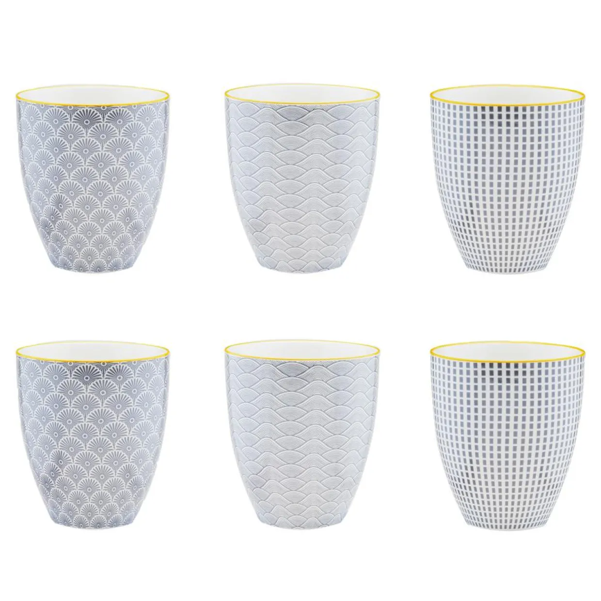 Bjorn Mugs, Tasses^6 Mugs Pattern Eclipse gris anthracite - 30 cl