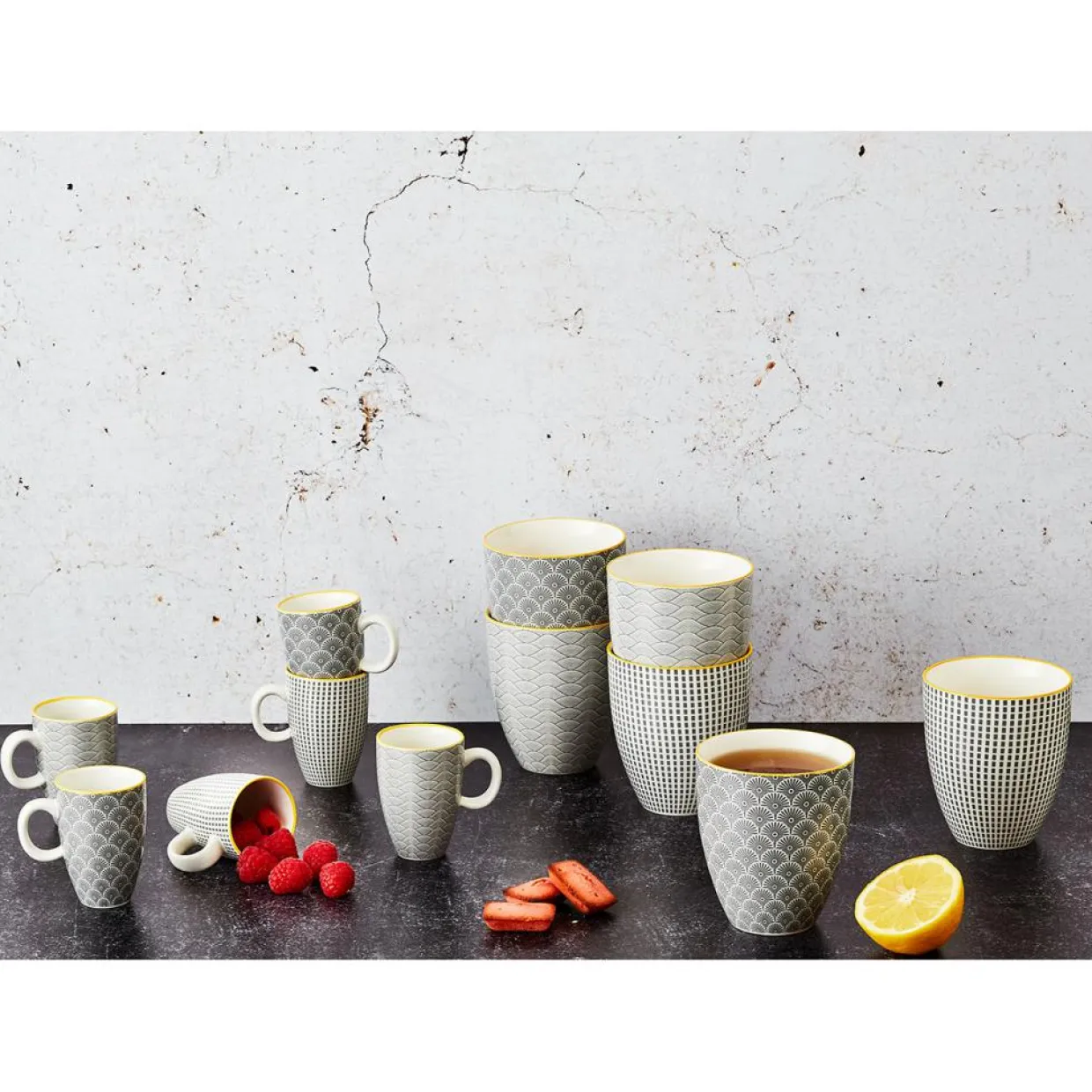 Bjorn Mugs, Tasses^6 Mugs Pattern Eclipse gris anthracite - 30 cl
