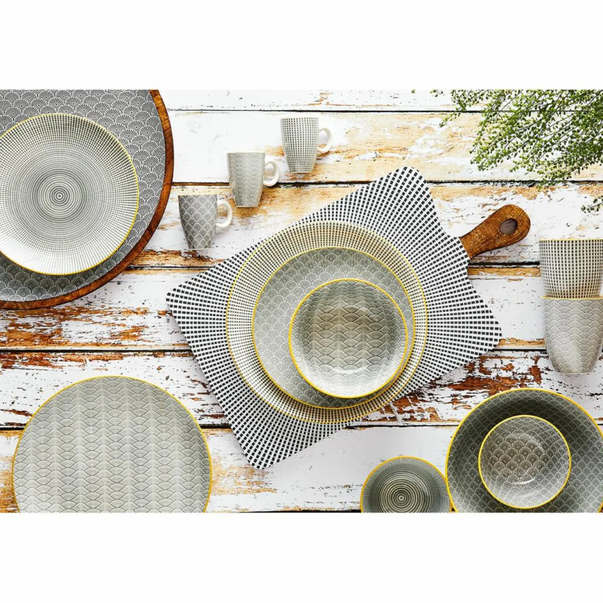 Bjorn Mugs, Tasses^6 Mugs Pattern Eclipse gris anthracite - 30 cl