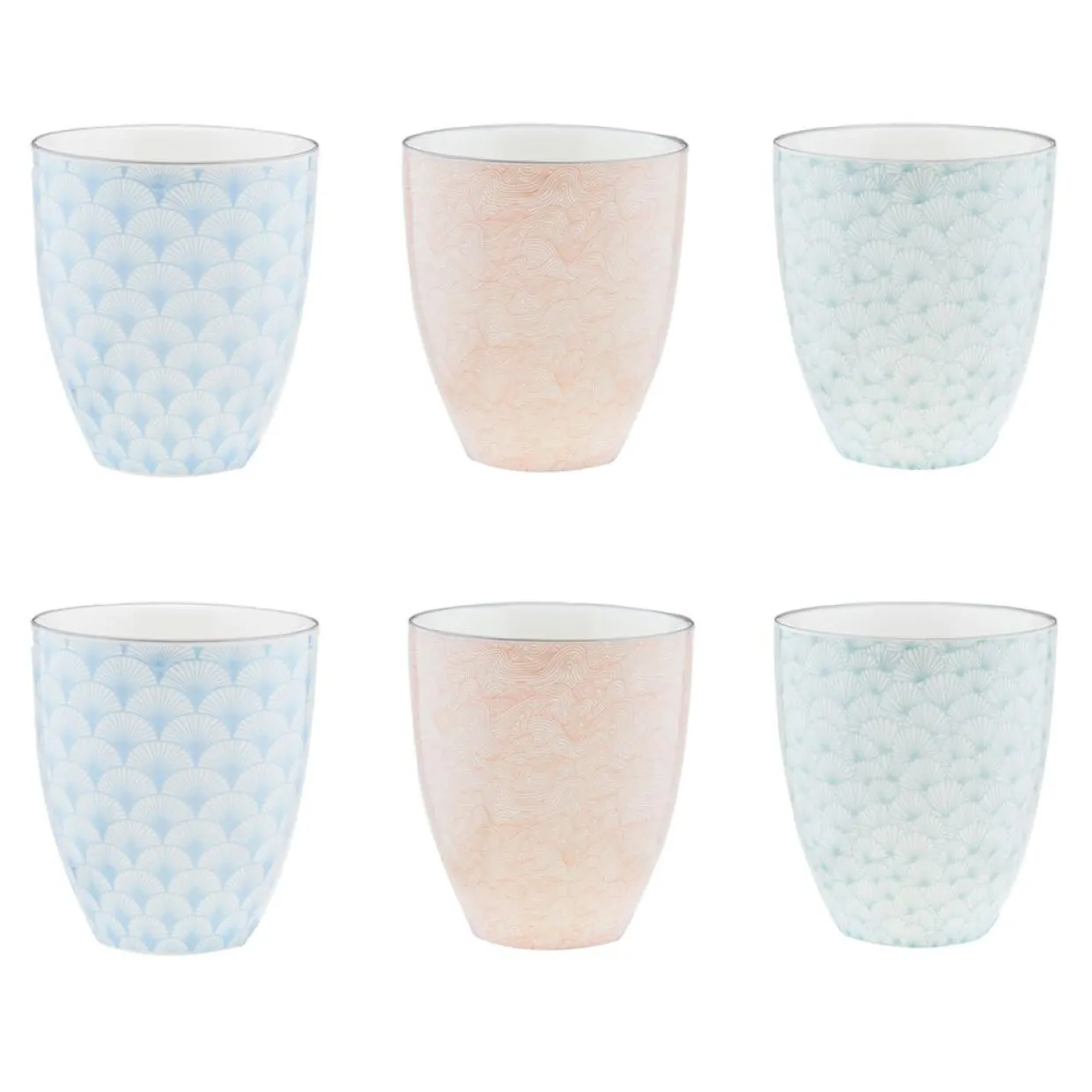 Bjorn Mugs, Tasses^6 Mugs Pattern Pastel rose pastel/bleu pastel/vert pastel - 30 cl