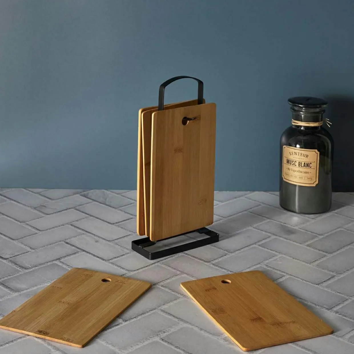 6 Planches à découper avec socle marron/noir - 16x30x5 cm-Cook Concept Best