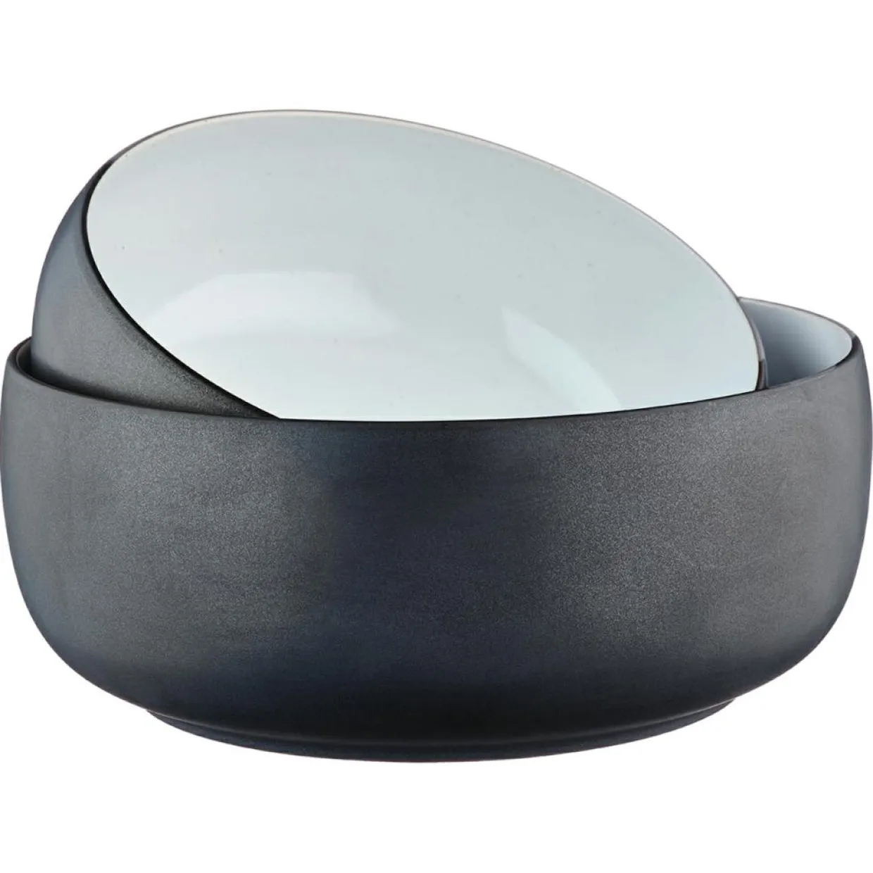 Bjorn Saladiers^2 Saladiers en Grès Gourmet blanc granité/noir onyx - 40.5x40.5x20.5 cm