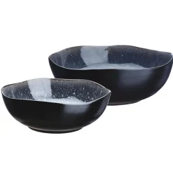 Bjorn Saladiers^2 Saladiers en Grès Iris bleu foncé - 24x8.5/28.5x10 cm