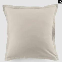 2 Taies d'oreiller en coton unies ivoires-Blanc Passion Clearance