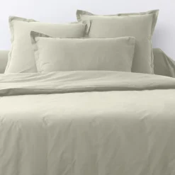 2 Taies d'oreiller en coton unies ivoires-Blanc Passion Clearance