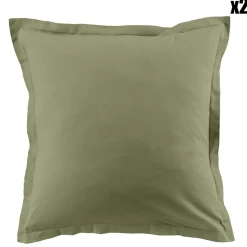 Blanc Passion Linge De Lit, Ensembles^2 Taies d'oreiller en coton unies verveine