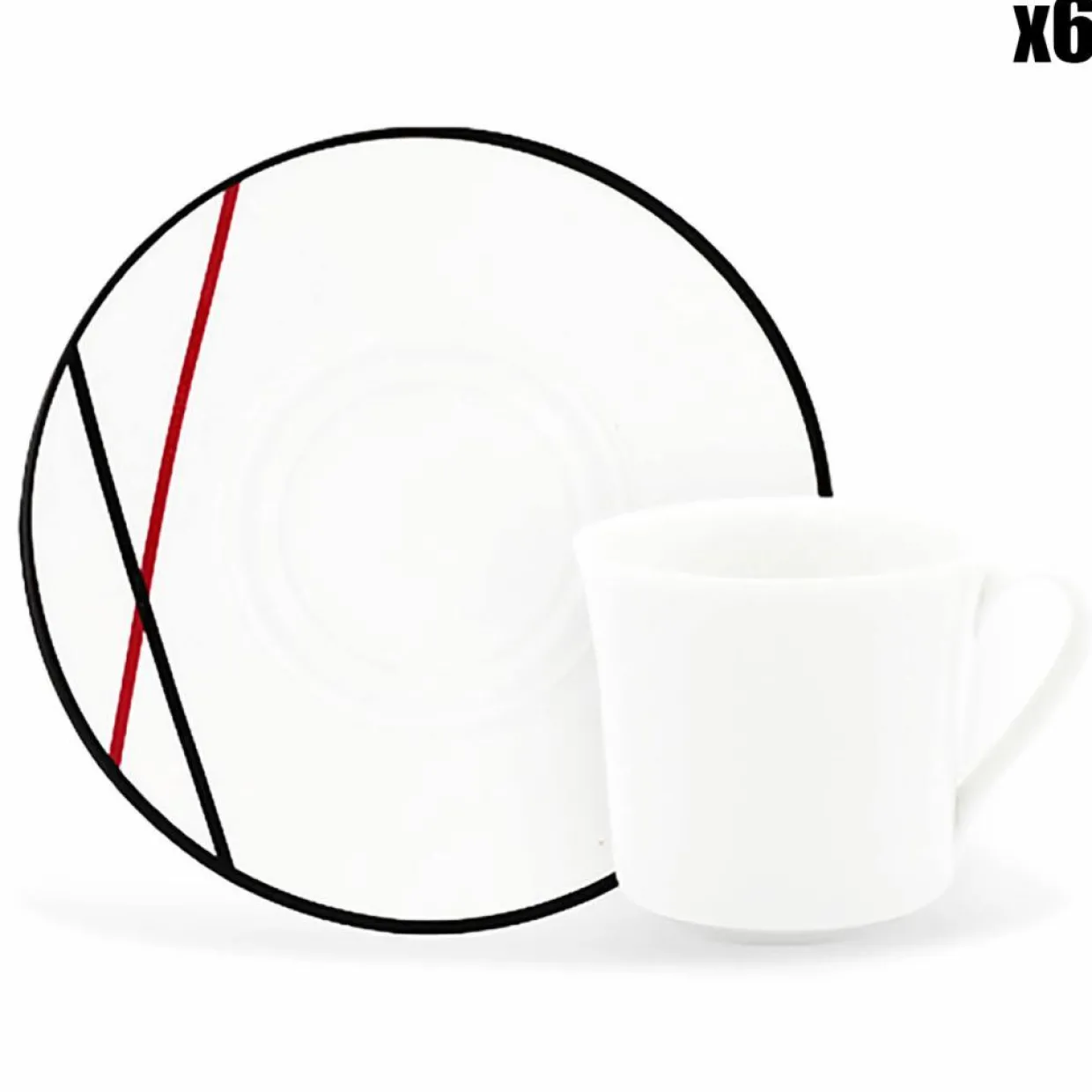 6 Tasses à café + soucoupes en Porcelaine Bistot blanches - 70ml-Fauchon Discount