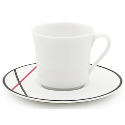 6 Tasses à café + soucoupes en Porcelaine Bistot blanches - 70ml-Fauchon Discount
