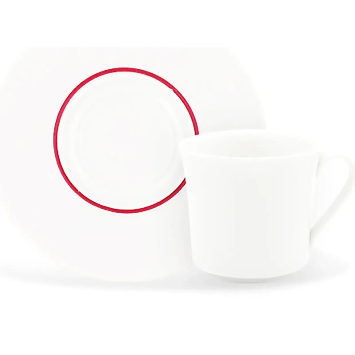 6 Tasses à café + soucoupes en Porcelaine Ligne blanches - 70ml-Fauchon New