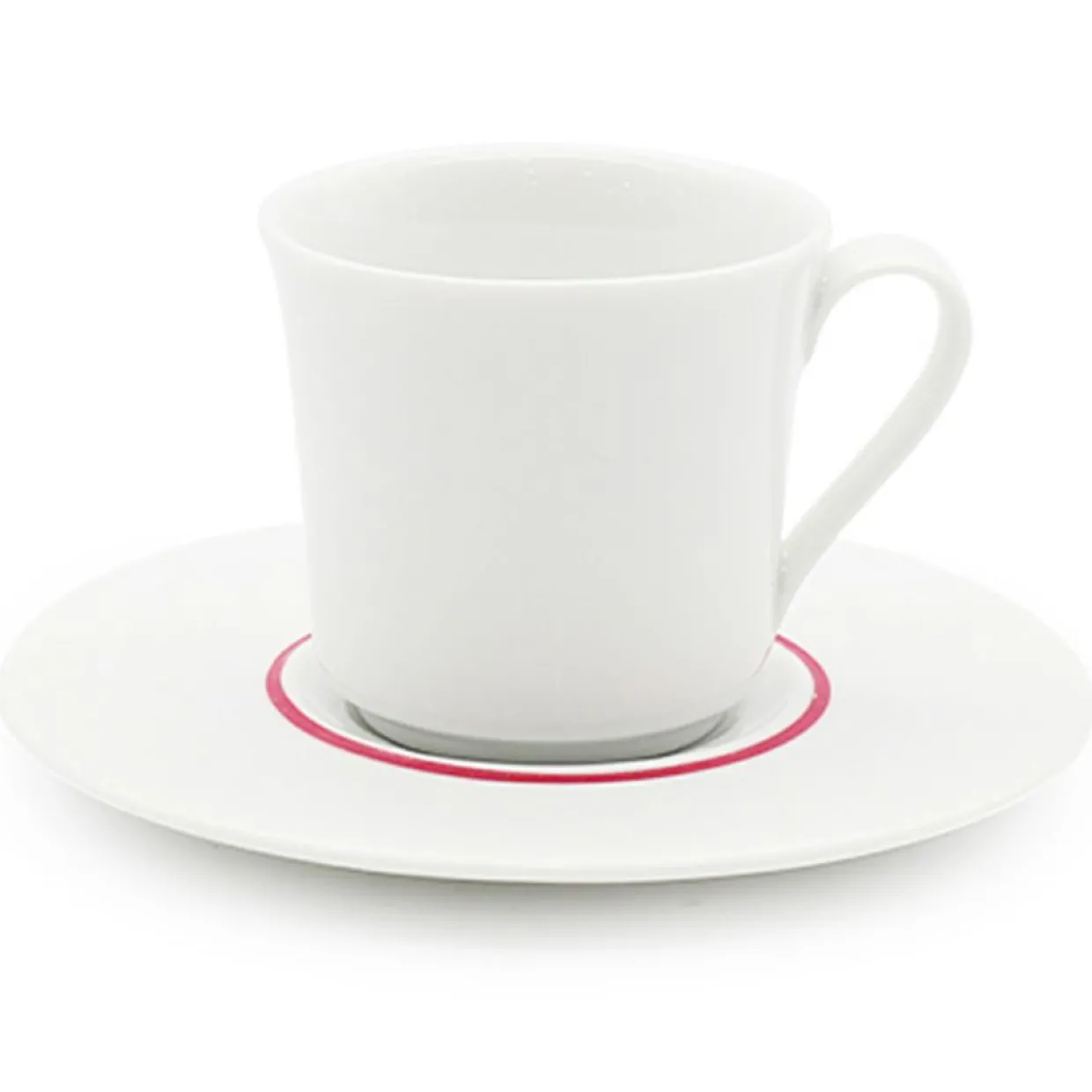6 Tasses à café + soucoupes en Porcelaine Ligne blanches - 70ml-Fauchon New